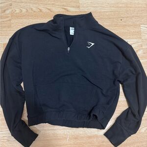 Gymshark Black Cropped Half-Zip Sweater top with free old navy leggings